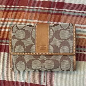Coach Signature Brown and Tan Wallet